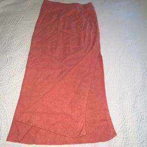 coral midi length skirt